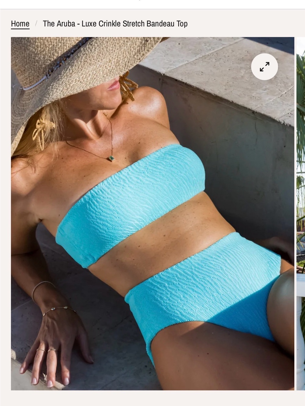 Kenny Flowers Aruba Luxe Crinkle Bandeau Bikini - Bright Turquoise